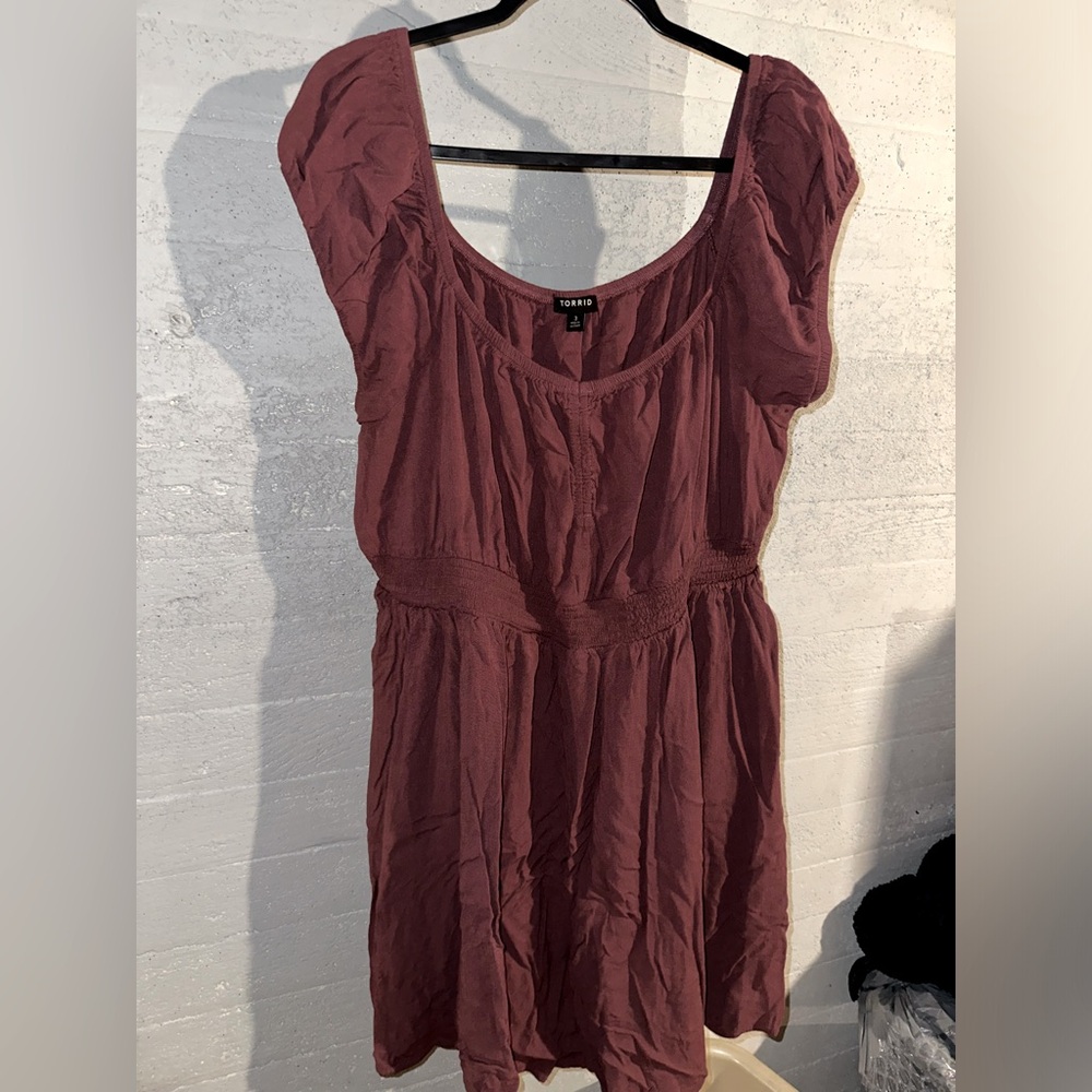 Torrid size 3 babydoll Burgundy Dress